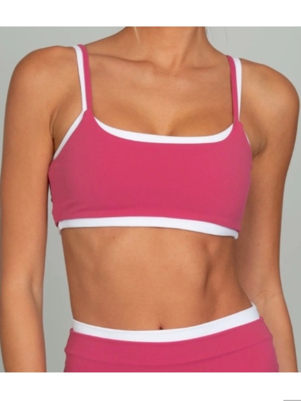 Pink Contrast-Trim Sports Bralette